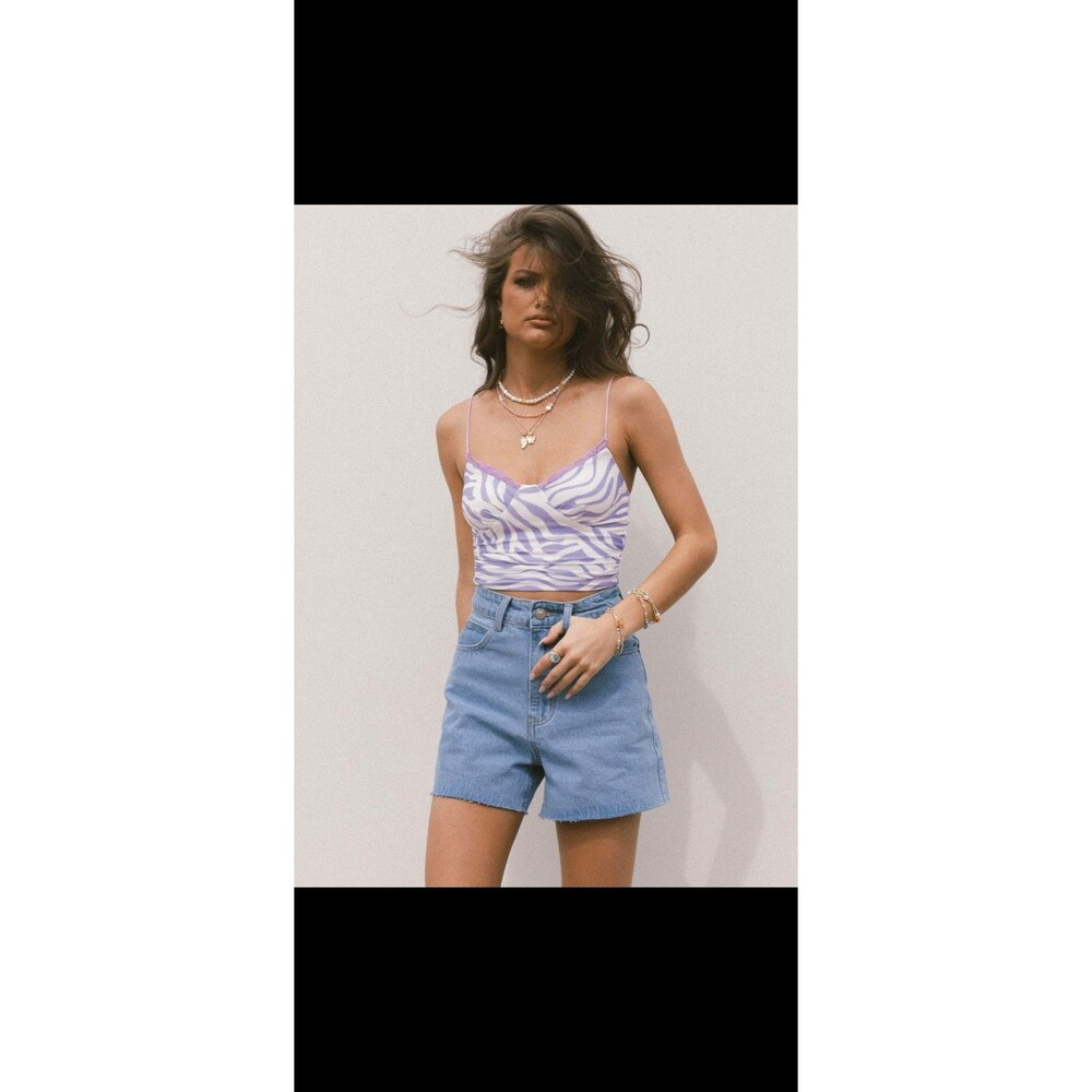 Princess Polly Purple Zebra Print Cami | Animal Print Crop Tank | 8